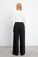 Kadın Chloe Wide Leg Kaşe Pantolon - Siyah