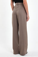 Kadın Chloe Wide Leg Kumaş Pantolon %100 Lyocell (Tencel™) - Vizon