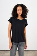 Kadın Cindy Bisiklet Yaka Regular Fit Basic Modal Tişört (TENCEL)™ - Siyah