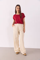Kadın Cindy Bisiklet Yaka Regular Fit Basic Modal Tişört (TENCEL)™ - Bordo