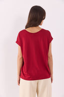 Kadın Cindy Bisiklet Yaka Regular Fit Basic Modal Tişört (TENCEL)™ - Bordo