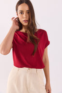Kadın Cindy Bisiklet Yaka Regular Fit Basic Modal Tişört (TENCEL)™ - Bordo