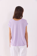 Kadın Cindy Bisiklet Yaka Regular Fit Basic Modal Tişört (TENCEL)™ - Lila