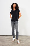 Kadın Cindy Bisiklet Yaka Regular Fit Basic Modal Tişört (TENCEL)™ - Siyah