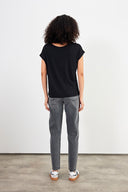 Kadın Cindy Bisiklet Yaka Regular Fit Basic Modal Tişört (TENCEL)™ - Siyah