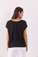 Kadın Cindy Bisiklet Yaka Regular Fit Basic Modal Tişört (TENCEL)™ - Siyah