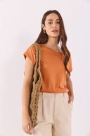 Kadın Cindy Bisiklet Yaka Regular Fit Basic Modal Tişört (TENCEL)™ - Terracotta