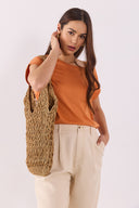 Kadın Cindy Bisiklet Yaka Regular Fit Basic Modal Tişört (TENCEL)™ - Terracotta