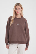 Kadın Cindy Logo Baskılı Bisiklet Yaka Şardonlu Sweatshirt - Kahve