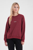 Kadın Cindy Logo Baskılı Bisiklet Yaka Şardonlu Sweatshirt - Bordo