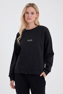 Kadın Cindy Logo Baskılı Bisiklet Yaka Şardonlu Sweatshirt - Siyah