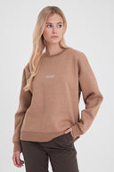 Kadın Cindy Logo Baskılı Bisiklet Yaka Şardonlu Sweatshirt - Vizon