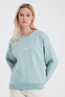 Kadın Cindy Logo Baskılı Bisiklet Yaka Şardonlu Sweatshirt - Mint