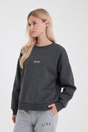 Kadın Cindy Logo Baskılı Bisiklet Yaka Şardonlu Sweatshirt - Antrasit