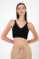 Kadın Clara Crop Triko Top - Siyah