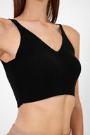 Kadın Clara Crop Triko Top - Siyah
