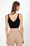 Kadın Clara Crop Triko Top - Siyah