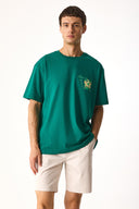 Erkek Cocktail Baskılı Tişört %100 Pamuk - Yeşil