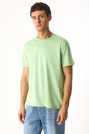 Erkek Danny Sıfır Yaka Basıc Tişört %100 Pamuk - Çağla