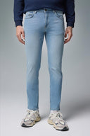 Erkek Edward Med Blue Slim Straight Jean Pantolon - Med Blue
