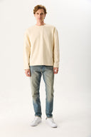 Erkek Benedict Dikiş Detaylı Sweatshirt %100 Pamuk - Kemik