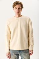 Erkek Benedict Dikiş Detaylı Sweatshirt %100 Pamuk - Kemik