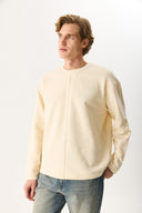 Erkek Benedict Dikiş Detaylı Sweatshirt %100 Pamuk - Kemik