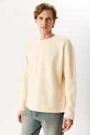 Erkek Benedict Dikiş Detaylı Sweatshirt %100 Pamuk - Kemik