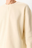 Erkek Benedict Dikiş Detaylı Sweatshirt %100 Pamuk - Kemik