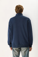 Erkek Bruce Dik Yaka Yarım Fermuarlı Sweatshirt %100 Pamuk - Lacivert