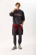 Erkek Getaway Baskılı Sweatshirt %100 Pamuk - Antrasit