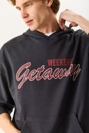 Erkek Getaway Baskılı Sweatshirt %100 Pamuk - Antrasit