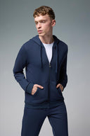 Erkek Greg Kapüşonlu Önü Fermuarlı Basic Sweatshirt %100 Pamuk - Lacivert