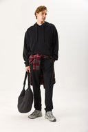 Erkek Kapüşonlu Basic Hoodie Sweatshirt %100 Pamuk - Siyah