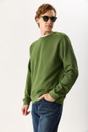 Erkek Rich Bisiklet Yaka Regular Fit 3 İplik Basic Sweatshirt %100 Pamuk - Haki