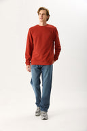 Erkek Rich Bisiklet Yaka Regular Fit 3 İplik Basic Sweatshirt %100 Pamuk - Kiremit