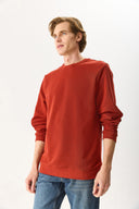 Erkek Rich Bisiklet Yaka Regular Fit 3 İplik Basic Sweatshirt %100 Pamuk - Kiremit