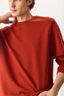 Erkek Rich Bisiklet Yaka Regular Fit 3 İplik Basic Sweatshirt %100 Pamuk - Kiremit