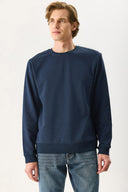 Erkek Rich Bisiklet Yaka Regular Fit 3 İplik Basic Sweatshirt %100 Pamuk - Lacivert