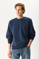 Erkek Rich Bisiklet Yaka Regular Fit 3 İplik Basic Sweatshirt %100 Pamuk - Lacivert