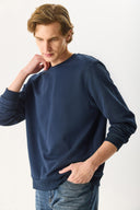 Erkek Rich Bisiklet Yaka Regular Fit 3 İplik Basic Sweatshirt %100 Pamuk - Lacivert