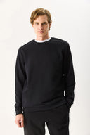 Erkek Rich Bisiklet Yaka Regular Fit 3 İplik Basic Sweatshirt %100 Pamuk - Siyah