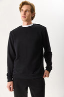 Erkek Rich Bisiklet Yaka Regular Fit 3 İplik Basic Sweatshirt %100 Pamuk - Siyah