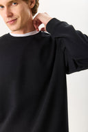 Erkek Rich Bisiklet Yaka Regular Fit 3 İplik Basic Sweatshirt %100 Pamuk - Siyah