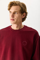 Erkek Viktor Nakış Detaylı Sweatshirt %100 Pamuk - Bordo