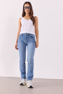 Kadın Gabriel Med Blue Straight Fit Jean Pantolon - Med Blue