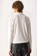 Kadın Gömlek Formlu Kaşkorse Tişört - Fildişi