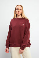 Kadın Good Wibes Baskılı Sweatshirt %100 Pamuk - KESTANE