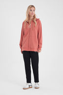 Kadın Grace Kapüşonlu Fermuarlı Regular Fit Basic Sweatshirt - Gülkurusu