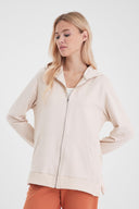 Kadın Gwen Yanı Yırtmaçlı Fermuarlı Sweatshirt - Taş